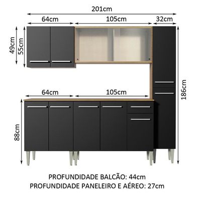 Cozinha Completa Madesa Emilly Fast Balcão Armário Paneleiro