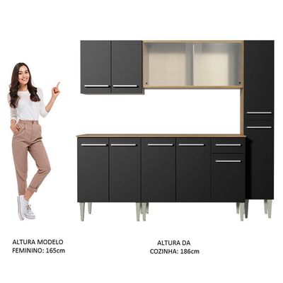Cozinha Completa Madesa Emilly Fast Balcão Armário Paneleiro