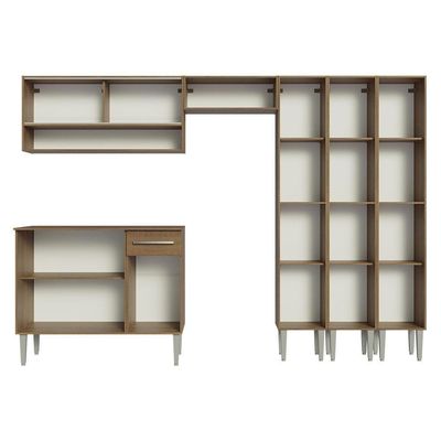 Armário De Cozinha Completa 261Cm Madesa 08 Rustic