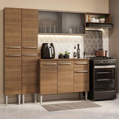 Armário De Cozinha Completa 229Cm Madesa 08 Rustic