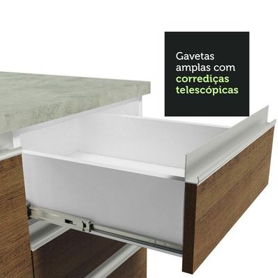 Armário De Cozinha 200Cm Glamy 08 Branco/Rustic