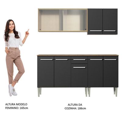 Cozinha Completa Madesa Emilly Box com Balcão e Armário