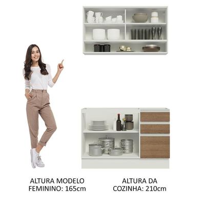 Cozinha Compacta 120002 Com Armário E Balcão Branco/Rustic