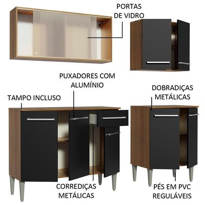 Cozinha Completa Madesa Emilly Box com Balcão e Armário
