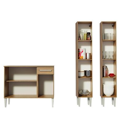 Cozinha Compacta Emilly Front com Balcão e Paneleiro Madesa