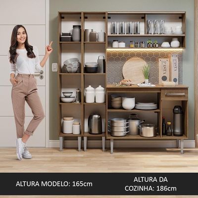 Armário De Cozinha Compacta 169cm Rustic Emilly Madesa 13 Rustic