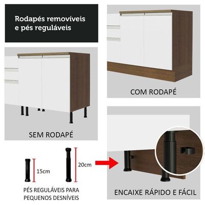 Armário De Cozinha 160Cm Glamy 07 Rustic/Branco