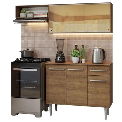 Armário De Cozinha Compacta 165cm Rustic Emilly Madesa 04 Rustic
