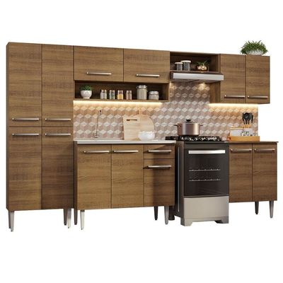 Armário De Cozinha Completa 293cm Com Pia Rustic Emilly Madesa 08 Rustic