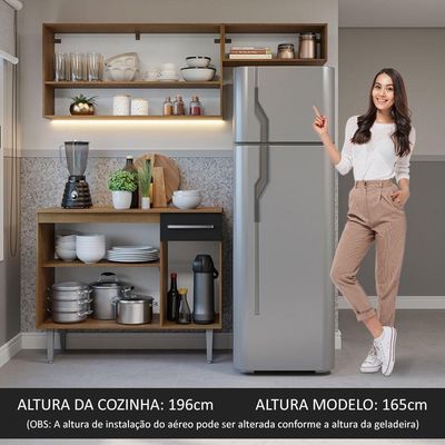 Armário De Cozinha Compacta 165cm Rustic/preto Emilly Madesa 08 Rustic/preto