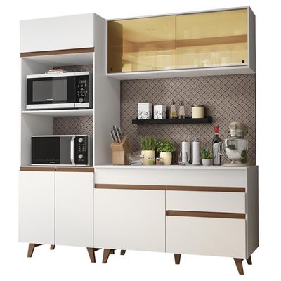 Cozinha Compacta Reims com Armário e Balcão Branco Madesa