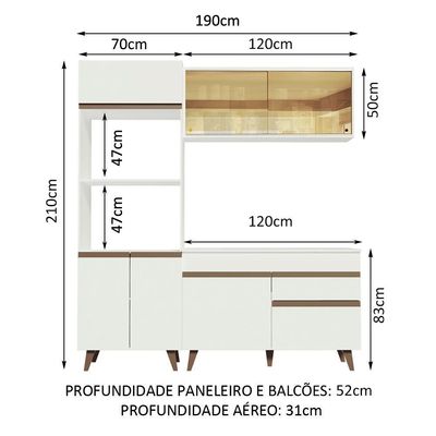 Cozinha Compacta Reims com Armário e Balcão Branco Madesa