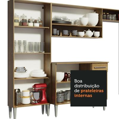 Armário De Cozinha Compacta 165cm Rustic Emilly Madesa 03 Rustic