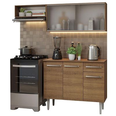 Armário De Cozinha Compacta 165cm Rustic Emilly Madesa 03 Rustic