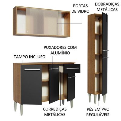 Cozinha Compacta Madesa Emilly Force com Armário Balcão
