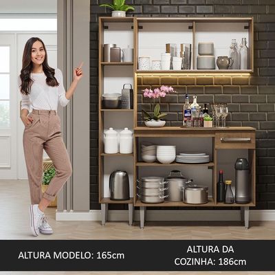 Armário De Cozinha Compacta 137cm Rustic Emilly Madesa 05 Rustic