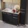 Armário De Cozinha Compacta 137cm Com Pia Rustic/preto Emilly Madesa 08 Rustic/preto