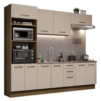 Armário De Cozinha Completa 270cm Madesa 01 Rustic/crema