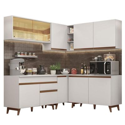 Cozinha Completa De Canto Madesa Reims 382001 Branco