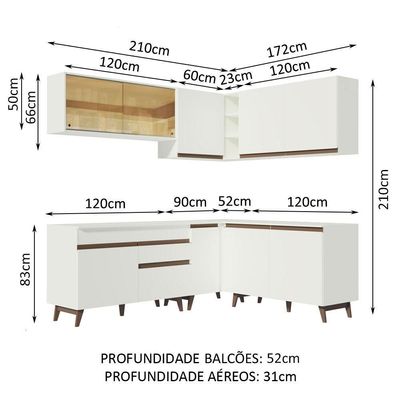 Cozinha Completa De Canto Madesa Reims 382001 Branco