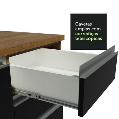 Cozinha Completa 180007 Com Armário E Balcão Rustic/Preto