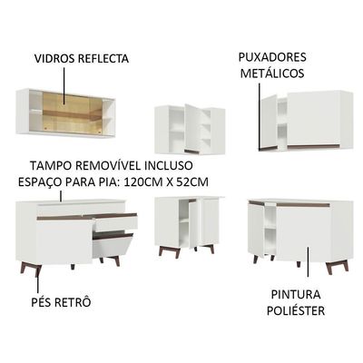 Cozinha Completa De Canto Madesa Reims 382001 Branco