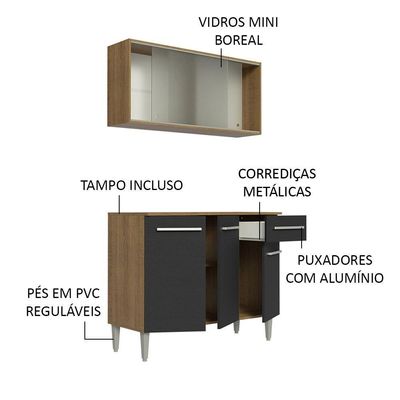 Cozinha Compacta Emilly 105001 Com Armário E Balcão