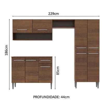 Cozinha Compacta Emilly com Armário e Balcão Rustic Madesa