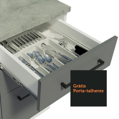 Cozinha Compacta 280003 Com Armário E Balcão Branco/Cinza