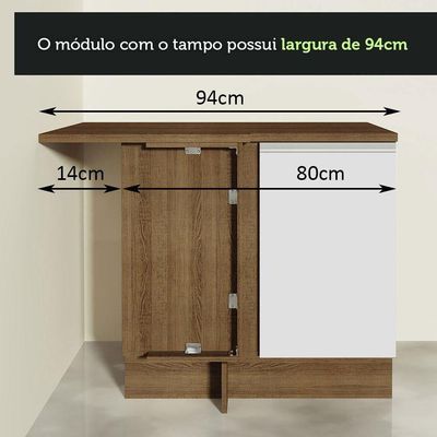 Armário De Cozinha 349Cm Glamy 06 Rustic/Branco