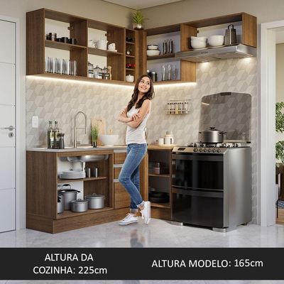 Armário De Cozinha 349Cm Rustic Glamy 07 Rustic