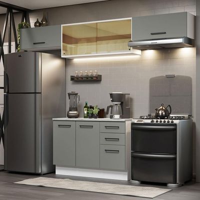 Cozinha Compacta 280004 Com Armário E Balcão Branco/Cinza