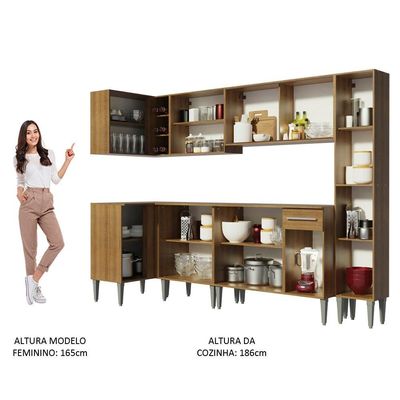 Cozinha Completa de Canto Madesa Emilly Wave Rustic