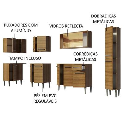 Cozinha Completa de Canto Madesa Emilly Wave Rustic