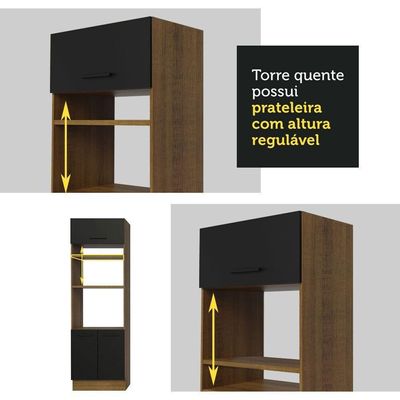 Cozinha Completa 270005 Com Armário E Balcão Rustic/Preto