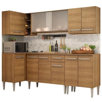 Cozinha Completa de Canto Emilly Point Armário Vidro Madesa