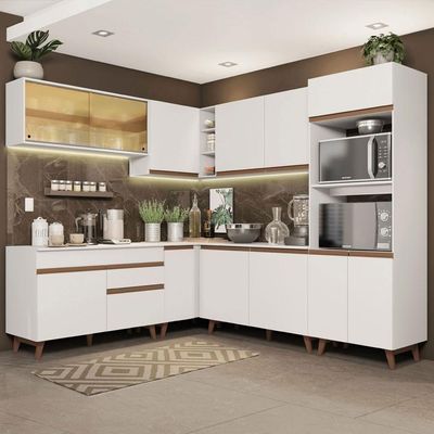 Cozinha Completa de Canto Reims Branco Madesa