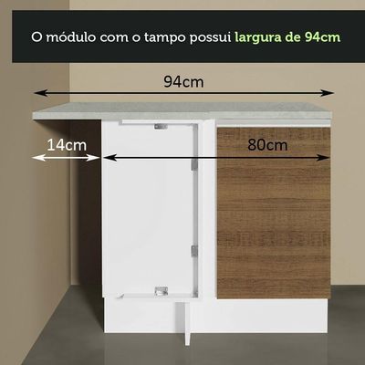 Armário De Cozinha 349Cm Glamy 06 Branco/Rustic