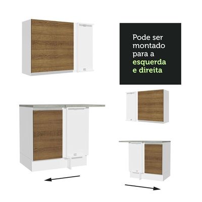 Armário De Cozinha 349Cm Glamy 06 Branco/Rustic