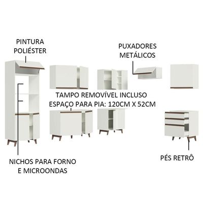 Cozinha Completa de Canto Reims Branco Madesa