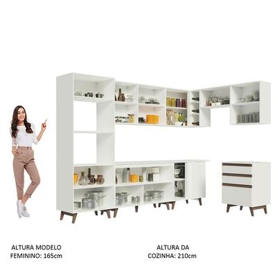 Cozinha Completa de Canto Reims Branco Madesa