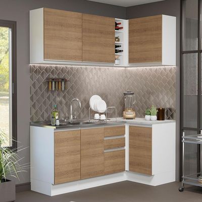 Cozinha Completa 269001 Com Armário E Balcão Branco/Rustic