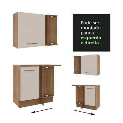 Armário De Cozinha Completa De Canto 479cm Rustic/crema Agata Madesa 01 Rustic/crema