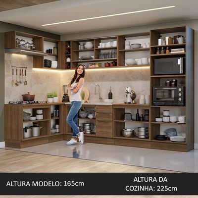 Armário De Cozinha Completa De Canto 499cm Rustic Stella Madesa 02 Rustic