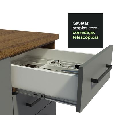 Cozinha Completa 180004 Com Armário E Balcão Rustic/Cinza