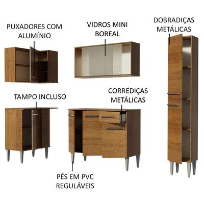 Cozinha Completa de Canto Emilly Armário Vidro Madesa