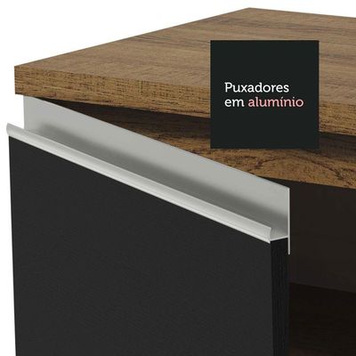 Armário De Cozinha 349Cm Rustic/Preto Glamy 07 Rustic/Preto