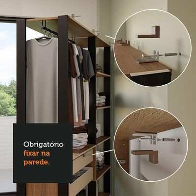 Closet Aberto Guarda-roupa 2 Gavetas 129cm Madesa