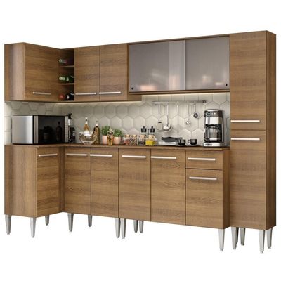 Cozinha Completa de Canto Emilly Space Armário Vidro Madesa