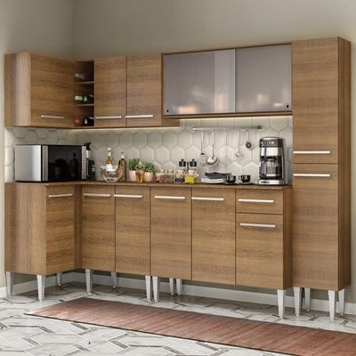 Cozinha Completa de Canto Emilly Space Armário Vidro Madesa
